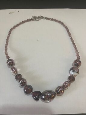 Foil Beaded Crystal Necklace